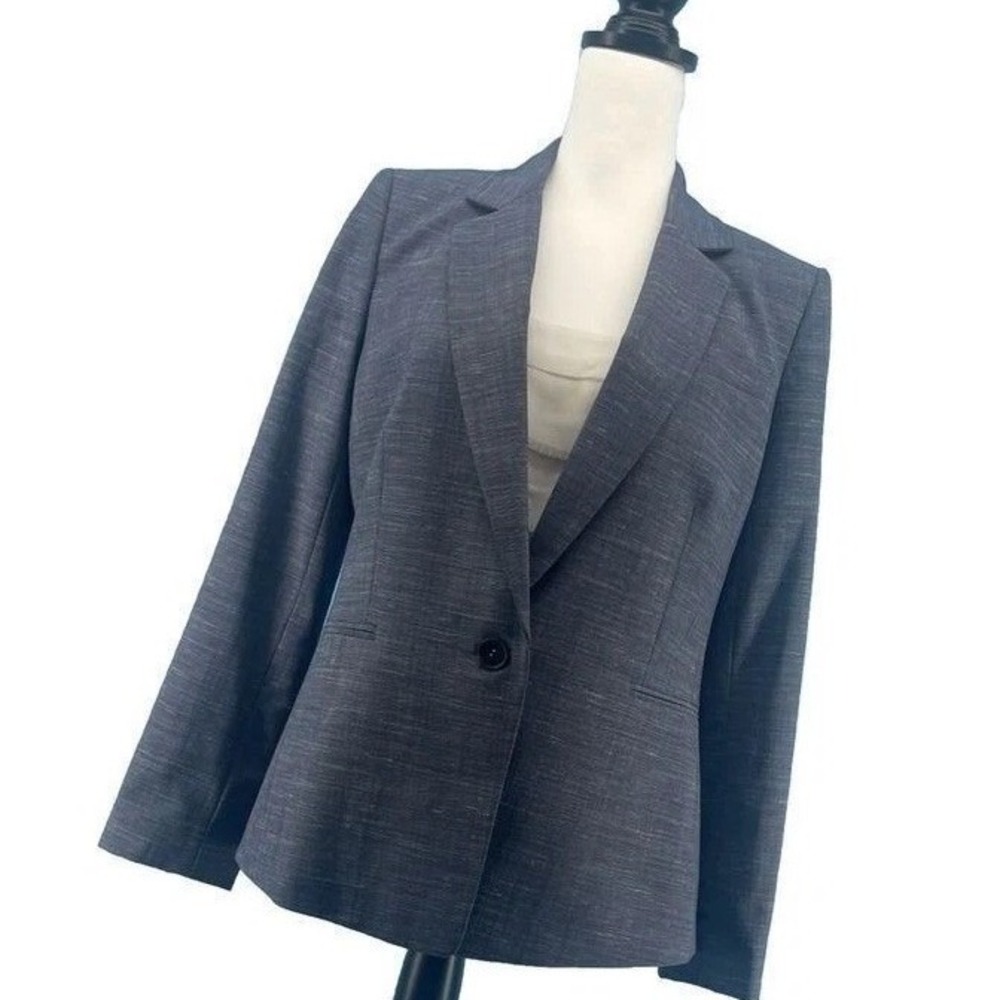 Antonio Melani Blazer Women's 8 Blue Jacket Wool Linen Blend Career Old Money